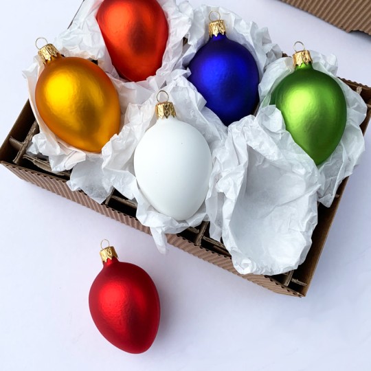 Blown Glass Egg Ornaments ~ Boxed Set ~ 2-1/2" tall