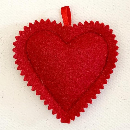 Hand Embroidered Felt Heart Ornament ~ Kaloska Matyo Hungary ~ 4" tall