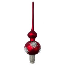 Matte Red Classic Christmas Tree Topper with Stars ~ 11-3/4" tall