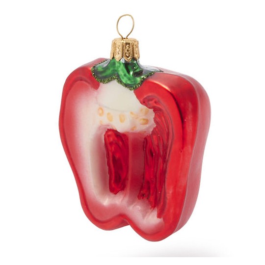 Blown Glass Red Bell Pepper Ornament ~ Poland