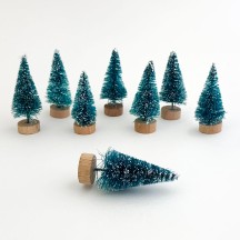 Bottle Brush Christmas Trees ~ Set of 8 Miniature Trees~ 2" tall ~ Dark Green