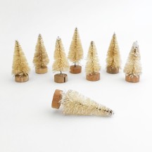 Bottle Brush Christmas Trees ~ Set of 8 Miniature Trees~ 2" tall ~ Ivory