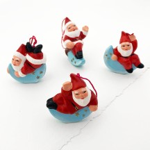 Tomte Gnomes Handpainted Folkloric Pottery Ornaments ~ Sweden ~ Set of 4