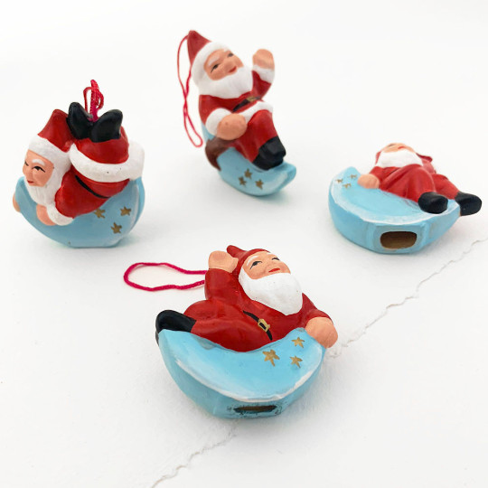 Tomte Gnomes Handpainted Folkloric Pottery Ornaments ~ Sweden ~ Set of 4