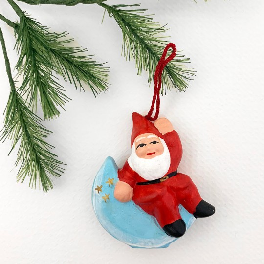 Tomte Gnomes Handpainted Folkloric Pottery Ornaments ~ Sweden ~ Set of 4