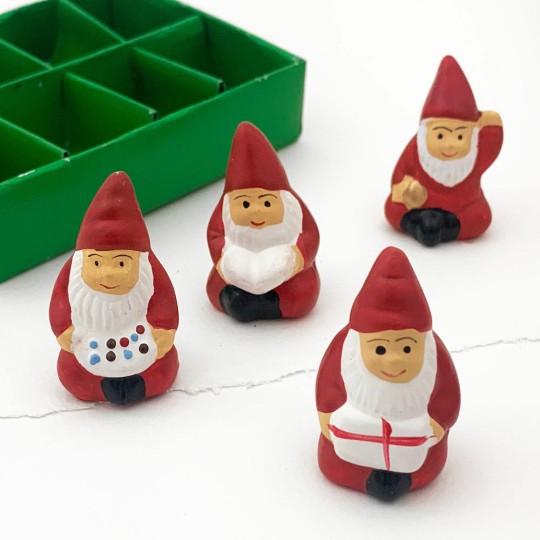 Tomte Gnomes Handpainted Folkloric Pottery Miniatures ~ Sweden ~ Set of 8