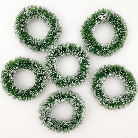 Bottle Brush Christmas Wreaths ~ Set of 3 ~ 2" across ~ Medium Green