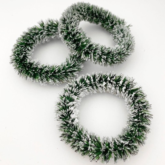 Bottle Brush Christmas Wreaths ~ Set of 3 ~ 2" across ~ Dark Green