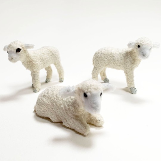 Flocked Lambs ~ Set of 6 Sheep Figures