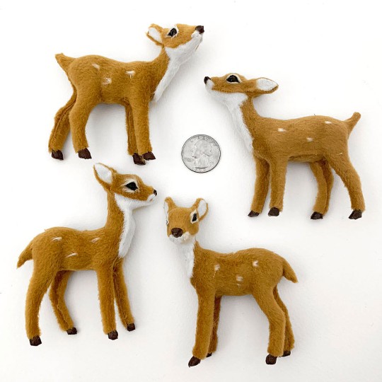 Flocked Fawns ~ Set of 4 Deer Figures