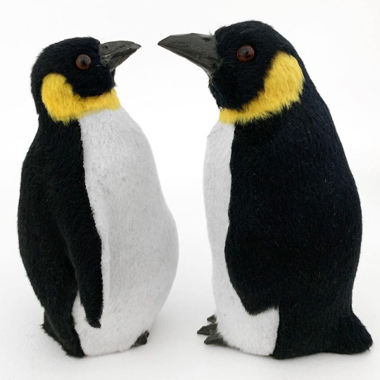 Flocked Penguins ~ Set of 2 Penguins Figures