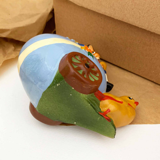 Blue Egg Cart Papier Mache Candy Container ~ Germany ~ 5-1/4" tall