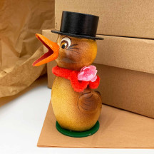 Easter Chick with Top Hat and Red Scarf Papier Mache Candy Container ~ Germany ~ 5-3/4" tall