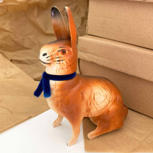 Classic Sitting Easter Bunny Papier Mache Candy Container ~ Germany ~ 7" tall