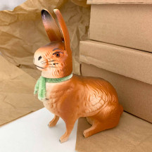Classic Sitting Easter Bunny Papier Mache Candy Container ~ Germany ~ 7" tall