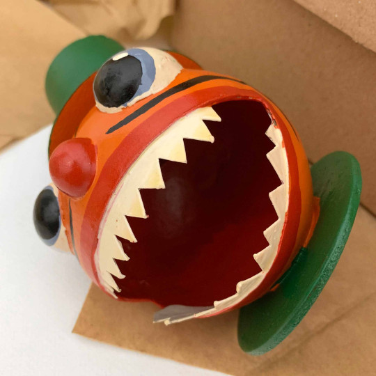 Big Mouth in Top Hat Papier Mache Candy Container ~ Germany ~ 4-1/2" tall