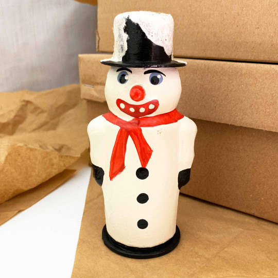 Snowman Papier Mache Candy Container ~ Germany ~ 5-1/2" tall