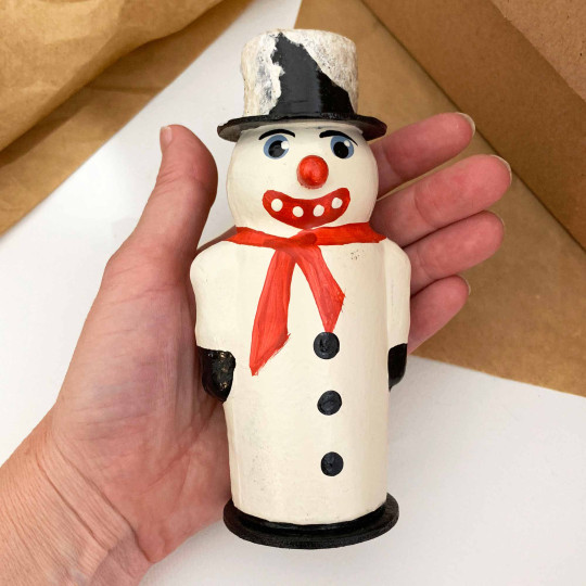 Snowman Papier Mache Candy Container ~ Germany ~ 5-1/2" tall