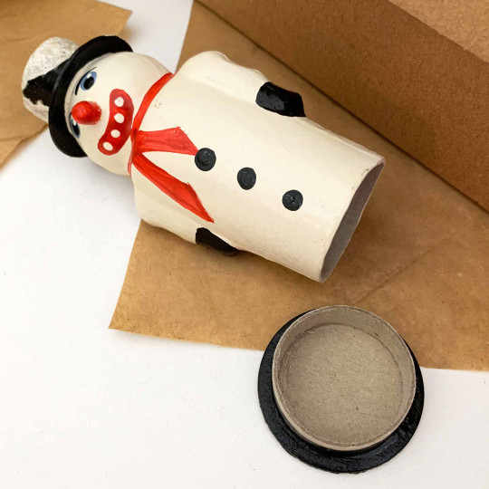 Snowman Papier Mache Candy Container ~ Germany ~ 5-1/2" tall