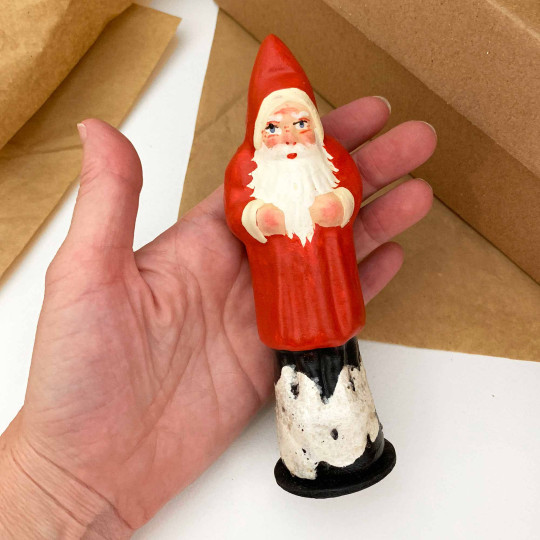 Belsnickle Santa Papier Mache Candy Container ~ Germany ~ 6-1/4" tall
