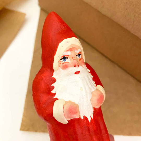Belsnickle Santa Papier Mache Candy Container ~ Germany ~ 6-1/4" tall