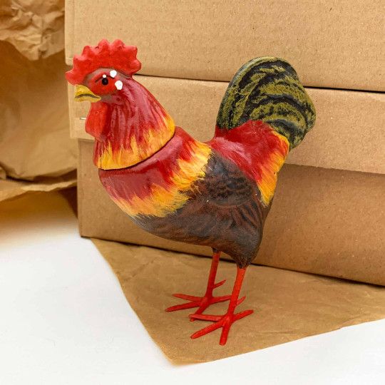 Rooster Papier Mache Candy Container ~ Germany ~ 5-1/2" tall