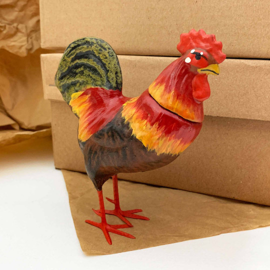 Rooster Papier Mache Candy Container ~ Germany ~ 5-1/2" tall