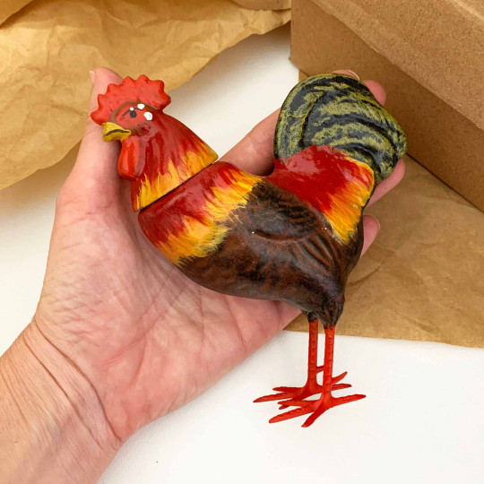 Rooster Papier Mache Candy Container ~ Germany ~ 5-1/2" tall