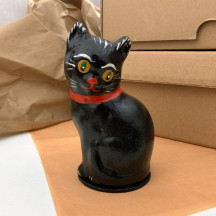 Black Cat Papier Mache Candy Container ~ Germany ~ 4-1/2" tall