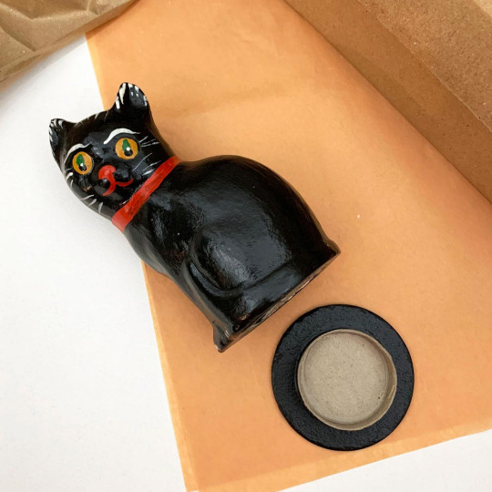 Black Cat Papier Mache Candy Container ~ Germany ~ 4-1/2" tall