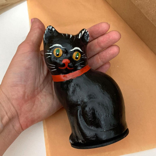 Black Cat Papier Mache Candy Container ~ Germany ~ 4-1/2" tall