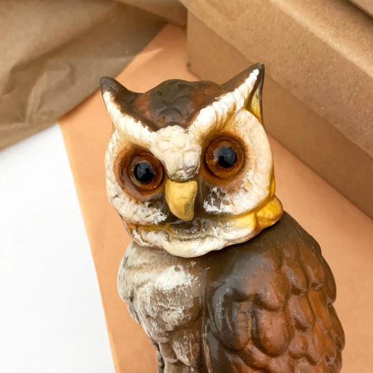 Owl on Books Papier Mache Candy Container ~ Germany ~ 7-5/8" tall