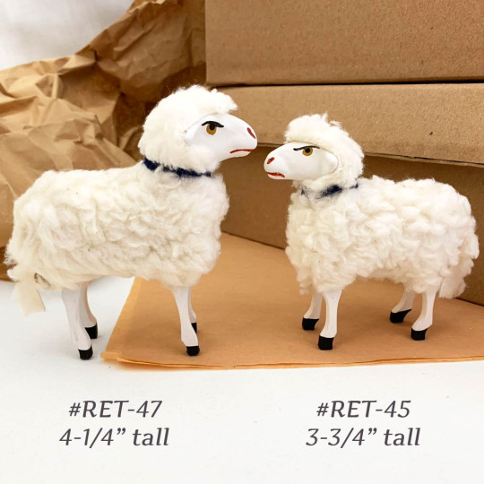 Woolly Sheep Papier Mache Lamb Figure ~ Germany ~ 4-1/4" tall