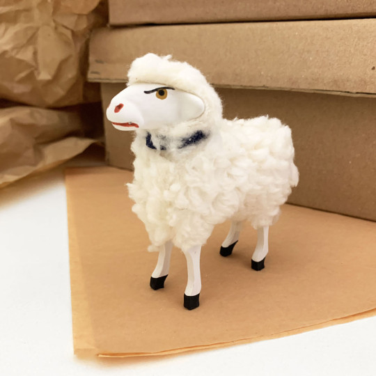 Small Woolly Sheep Papier Mache Lamb Figure ~ Germany ~ 3-3/4" tall