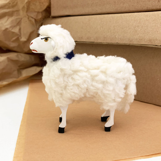 Small Woolly Sheep Papier Mache Lamb Figure ~ Germany ~ 3-3/4" tall
