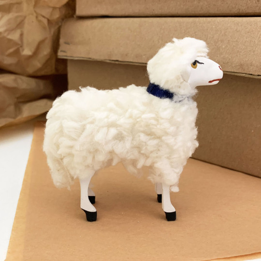 Small Woolly Sheep Papier Mache Lamb Figure ~ Germany ~ 3-3/4" tall