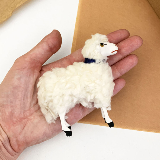 Small Woolly Sheep Papier Mache Lamb Figure ~ Germany ~ 3-3/4" tall