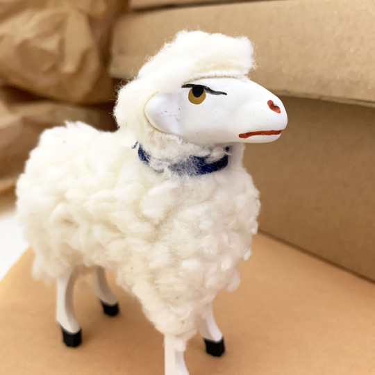 Small Woolly Sheep Papier Mache Lamb Figure ~ Germany ~ 3-3/4" tall