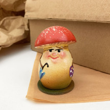 Mini Red Mushroom Lady Papier Mache Candy Container ~ Germany ~ 2-3/4" tall