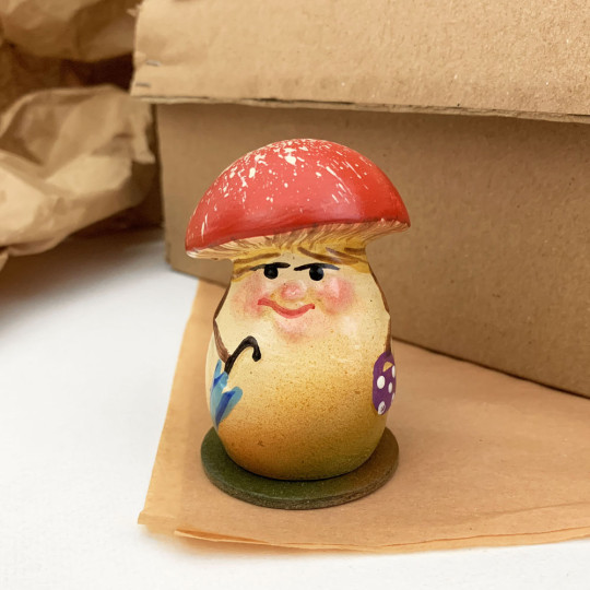 Mini Red Mushroom Lady Papier Mache Candy Container ~ Germany ~ 2-3/4" tall