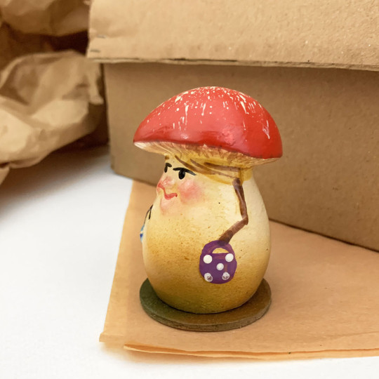 Mini Red Mushroom Lady Papier Mache Candy Container ~ Germany ~ 2-3/4" tall