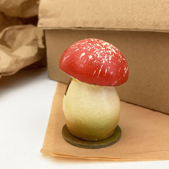 Mini Red Mushroom Lady Papier Mache Candy Container ~ Germany ~ 2-3/4" tall