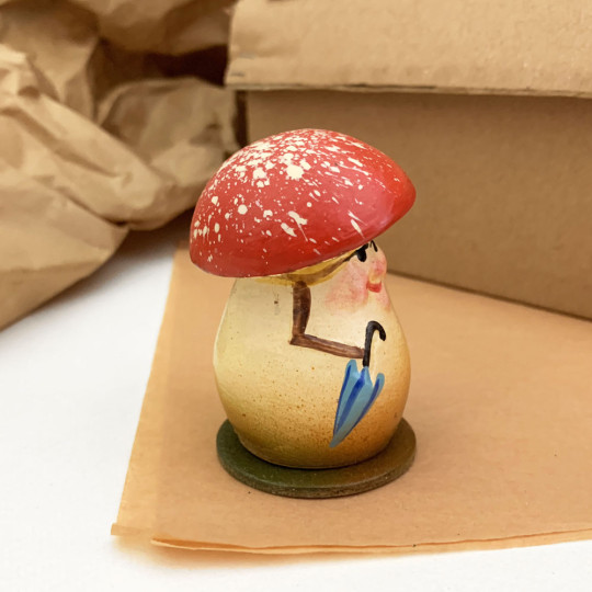 Mini Red Mushroom Lady Papier Mache Candy Container ~ Germany ~ 2-3/4" tall