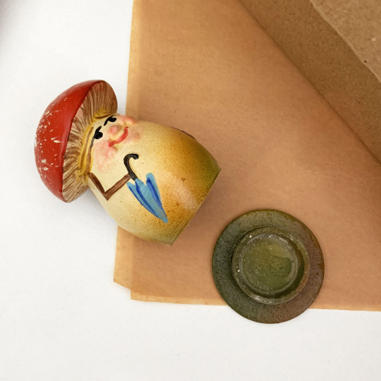 Mini Red Mushroom Lady Papier Mache Candy Container ~ Germany ~ 2-3/4" tall