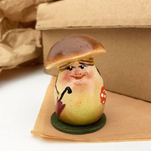 Mini Brown Mushroom Lady Papier Mache Candy Container ~ Germany ~ 2-3/4" tall