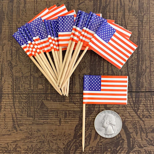 Paper Flag Picks ~ Set of 50 American Flags
