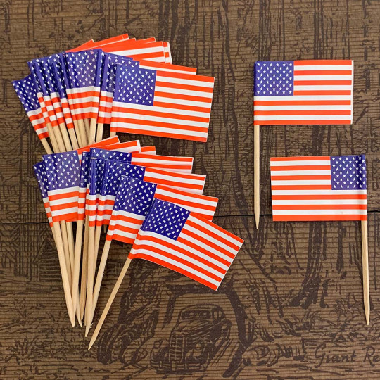 Paper Flag Picks ~ Set of 50 American Flags