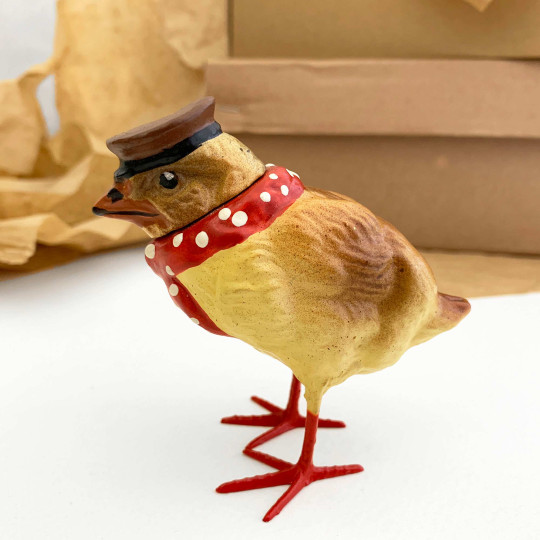 Chick in Hat and Scarf Papier Mache Candy Container ~ Germany ~ 3-1/2" tall