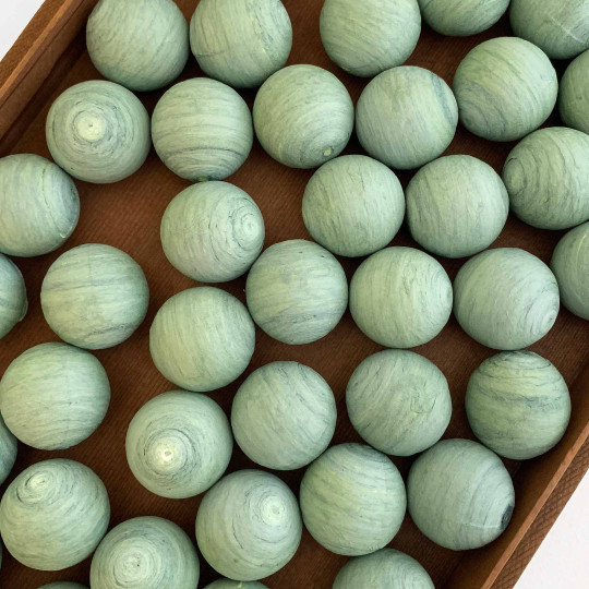 Antique Green Tinted Spun Cotton Balls for Vintage Crafts ~ 4 pcs ~ 1-1/4" ~ 31mm