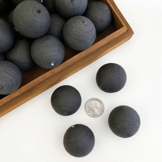 4 Large Tinted Spun Cotton Balls ~ 1-3/8" ~ 36 mm BLACK